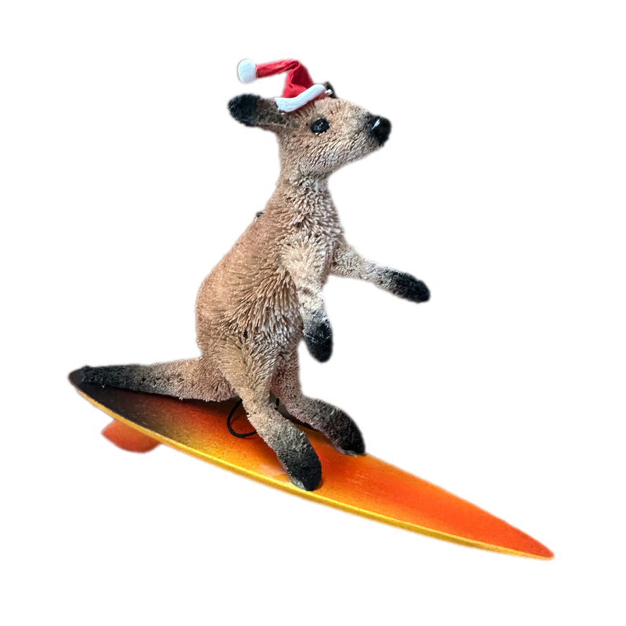 surfing kangaroo christmas ornament