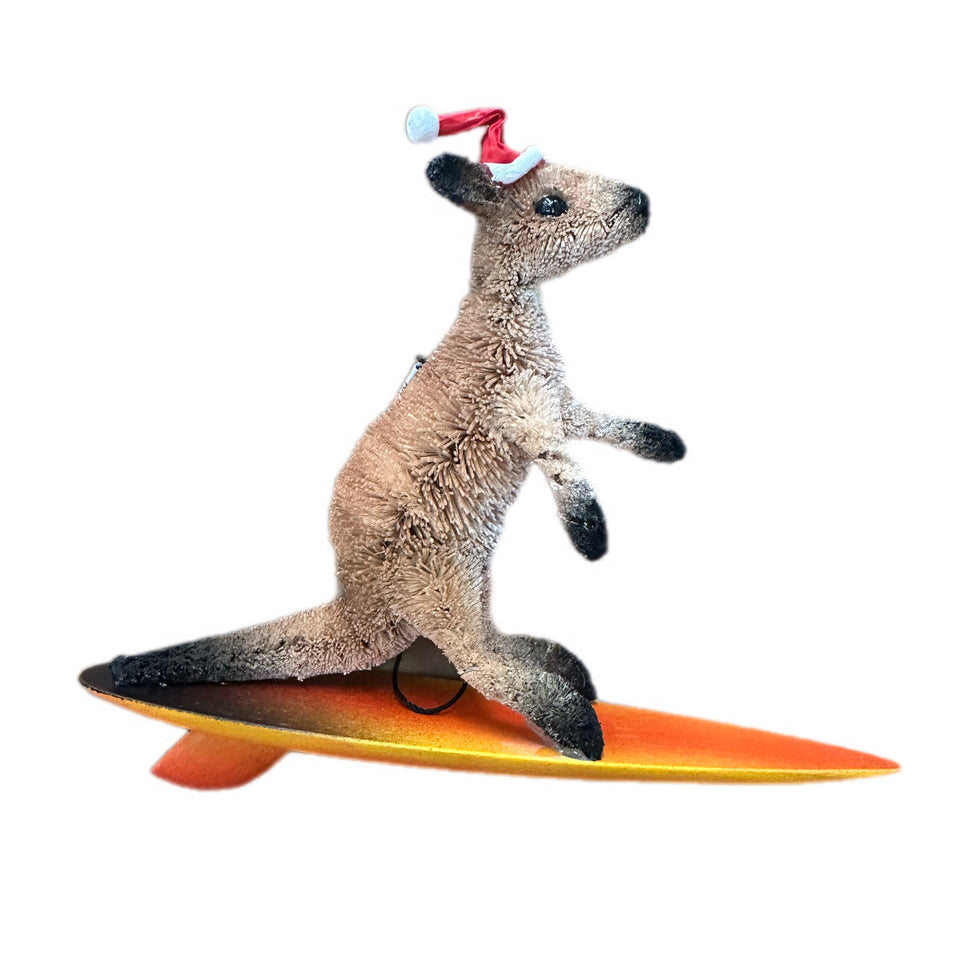 surfing kangaroo christmas ornament
