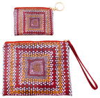 LADIES CLUTCH PURSE + COIN PURSE WITH KEYRING - 2 PIECE SET - ABORIGINAL ART - JANMARDA JUKURRPA - AUSTRALIA, INDIGENOUS, SOUVENIR, GIFT