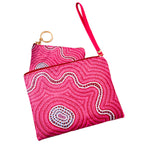 LADIES CLUTCH PURSE + COIN PURSE WITH KEYRING - 2 PIECE SET - ABORIGINAL ART - WARNA DREAMING - AUSTRALIA, INDIGENOUS, SOUVENIR, GIFT
