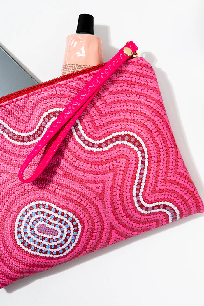 LADIES CLUTCH PURSE + COIN PURSE WITH KEYRING - 2 PIECE SET - ABORIGINAL ART - WARNA DREAMING - AUSTRALIA, INDIGENOUS, SOUVENIR, GIFT