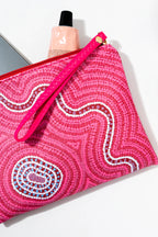 LADIES CLUTCH PURSE + COIN PURSE WITH KEYRING - 2 PIECE SET - ABORIGINAL ART - WARNA DREAMING - AUSTRALIA, INDIGENOUS, SOUVENIR, GIFT