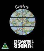 6 COASTERS - MADE IN AUSTRALIA - WATERPROOF - RAINBOW LORIKEET BIRDS - SOUVENIR, GIFT