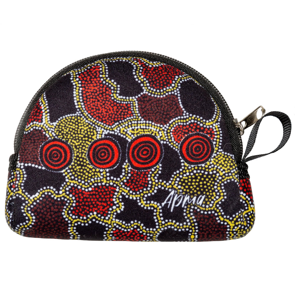 COIN PURSE - ABORIGINAL ART - DESERT CAMPS - AUSTRALIA, INDIGENOUS, SOUVENIR, GIFT, TRAVEL, WALLET