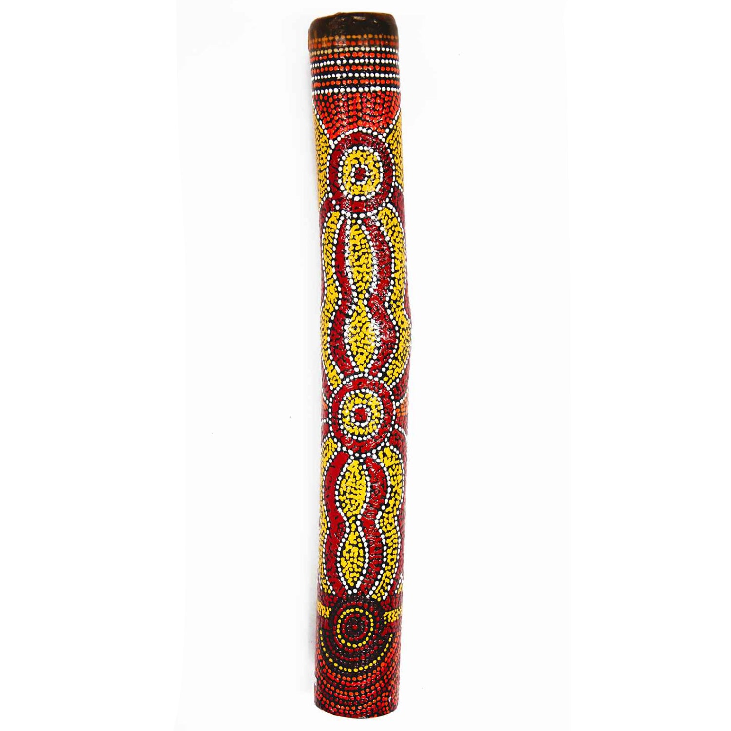 40cm / 16" DIDGERIDOO, BAMBOO - ABORIGINAL ART - ALISON MUNTI-RILEY, YELLOW, RED - AUSTRALIA, INDIGENOUS, SOUVENIR, GIFT