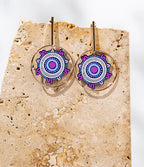 EARRINGS - ABORIGINAL  ART - A WOMAN'S CONNECTION, ROUND - AUSTRALIA, INDIGENOUS, SOUVENIR, GIFT, JEWELLERY