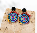 EARRINGS - ABORIGINAL  ART - CELEBRATION, ROUND - AUSTRALIA, INDIGENOUS, SOUVENIR, GIFT, JEWELLERY