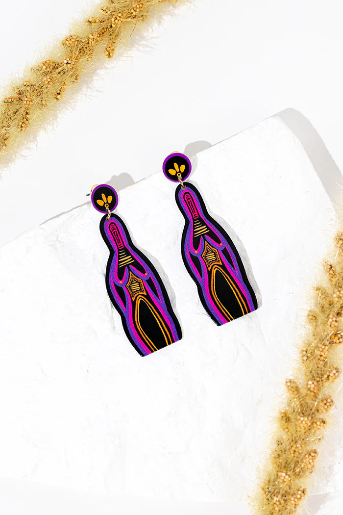 EARRINGS - ABORIGINAL  ART - MOTHER STATEMENT - AUSTRALIA, INDIGENOUS, SOUVENIR, GIFT, JEWELLERY