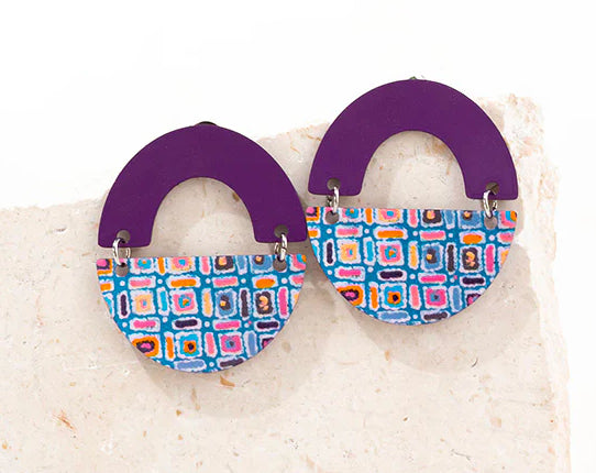 EARRINGS - ABORIGINAL  ART - NGAPA - AUSTRALIA, INDIGENOUS, SOUVENIR, GIFT, JEWELLERY