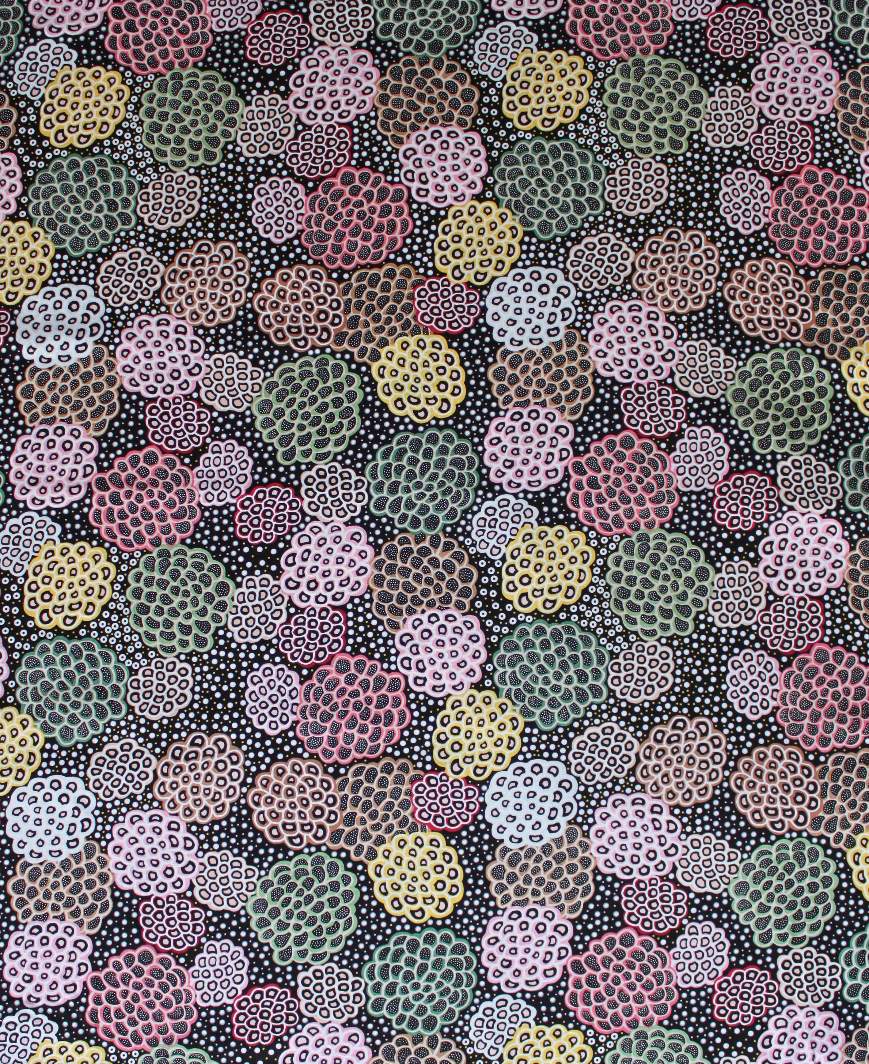 dancing flowers black fabric