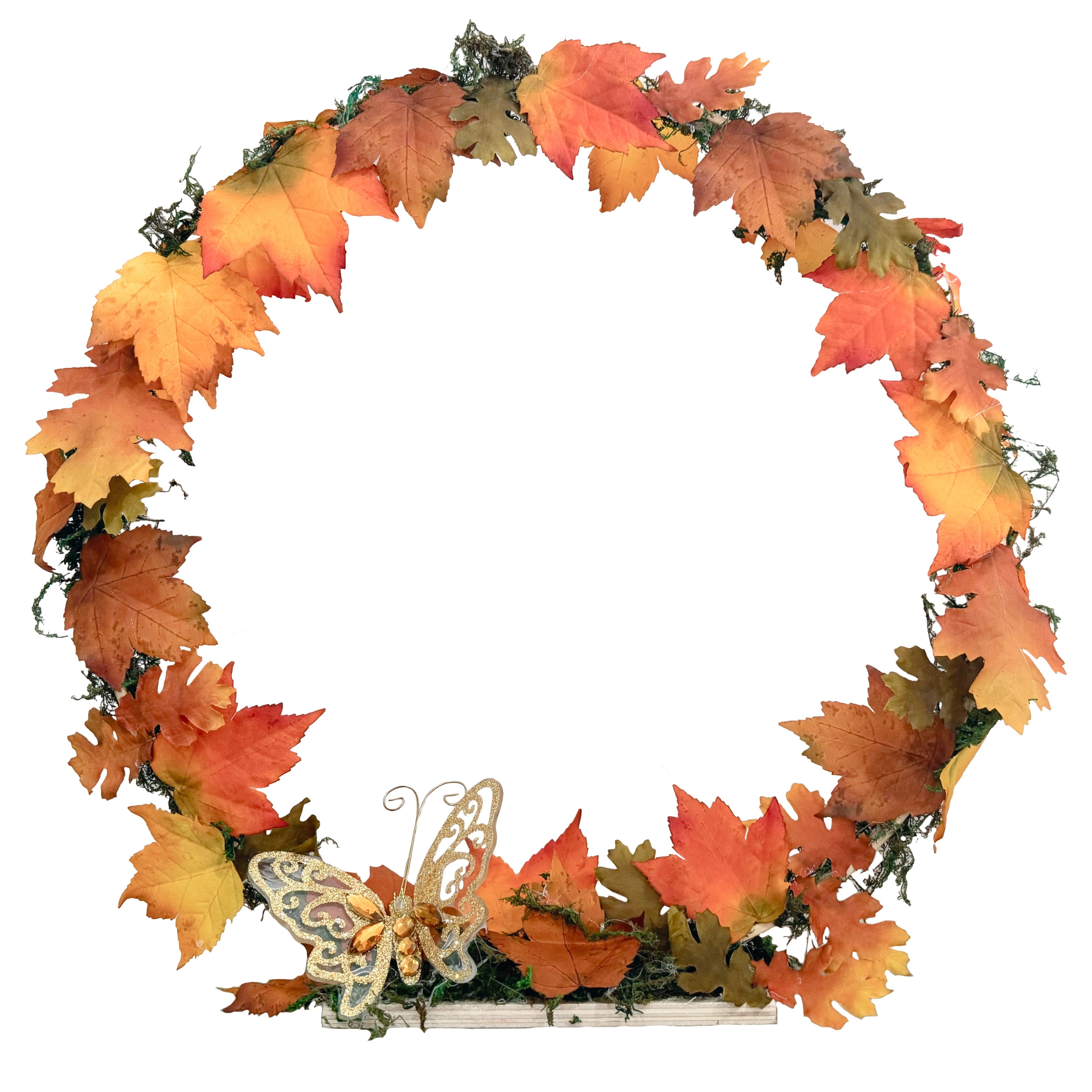 FALL WREATH, 40cm - STANDING, TABLE - HANDMADE - AUTUMN LEAVES, MAPLE LEAF, CHRISTMAS, GIFT
