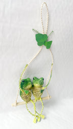 FROG ORNAMENT, FIGURINE - FROG LOVERS ON SWING - HANGING ORNAMENT, DOOR HANGER, WALL HANGER - AUSTRALIA, SOUVENIR, GIFT