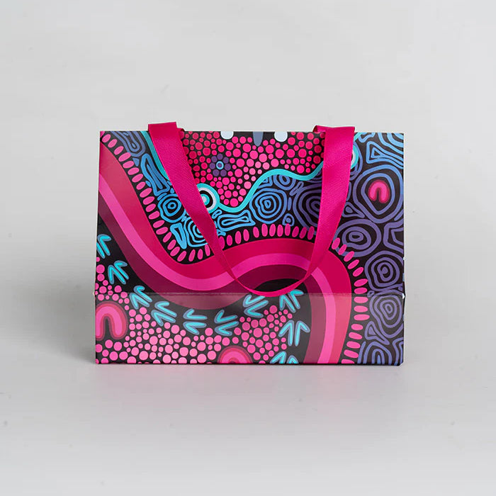 3 x GIFT BAGS - ABORIGINAL ART - BADHIN - S,M,L - AUSTRALIA, INDIGENOUS, SOUVENIR, CHRISTMAS, BIRTHDAY