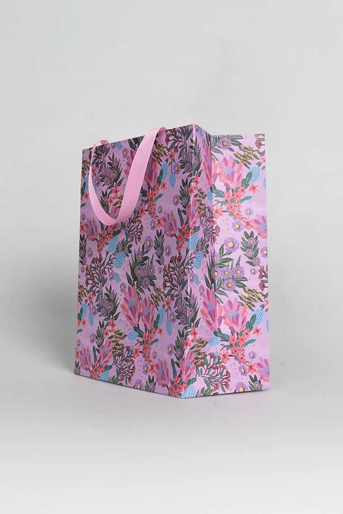 3 x GIFT BAGS - AUSTRALIA ART - PINK BANKSIA - S,M,L - AUSTRALIA, SOUVENIR, CHRISTMAS, BIRTHDAY