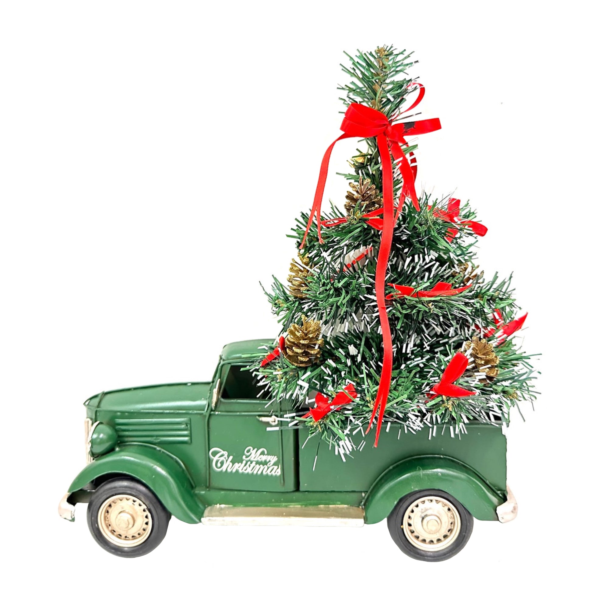 METAL TRUCK SIGN, 3D - WALL HANGER, DOOR HANGER - CLASSIC GREEN CHRISTMAS TRUCK WITH XMAS TREE - AUSTRALIA, SOUVENIR, GIFT