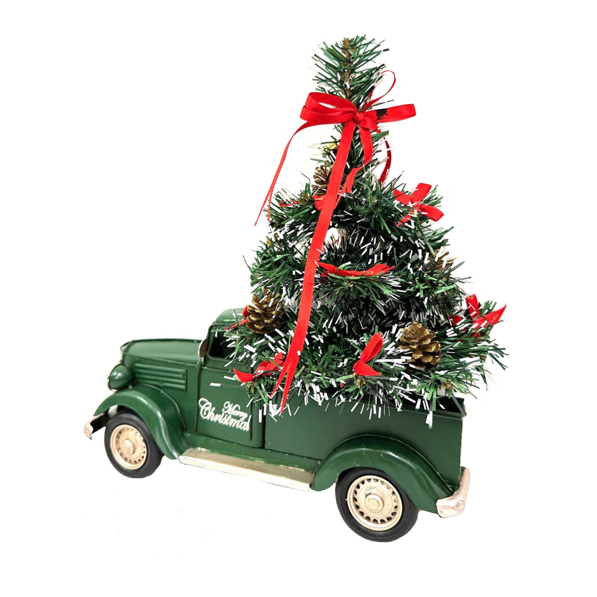 METAL TRUCK SIGN, 3D - WALL HANGER, DOOR HANGER - CLASSIC GREEN CHRISTMAS TRUCK WITH XMAS TREE - AUSTRALIA, SOUVENIR, GIFT