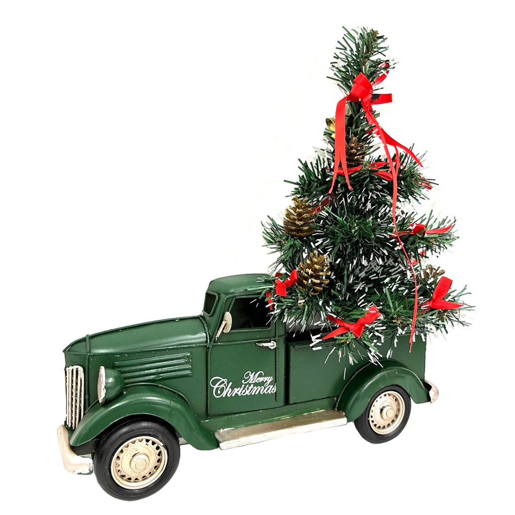 METAL TRUCK SIGN, 3D - WALL HANGER, DOOR HANGER - CLASSIC GREEN CHRISTMAS TRUCK WITH XMAS TREE - AUSTRALIA, SOUVENIR, GIFT
