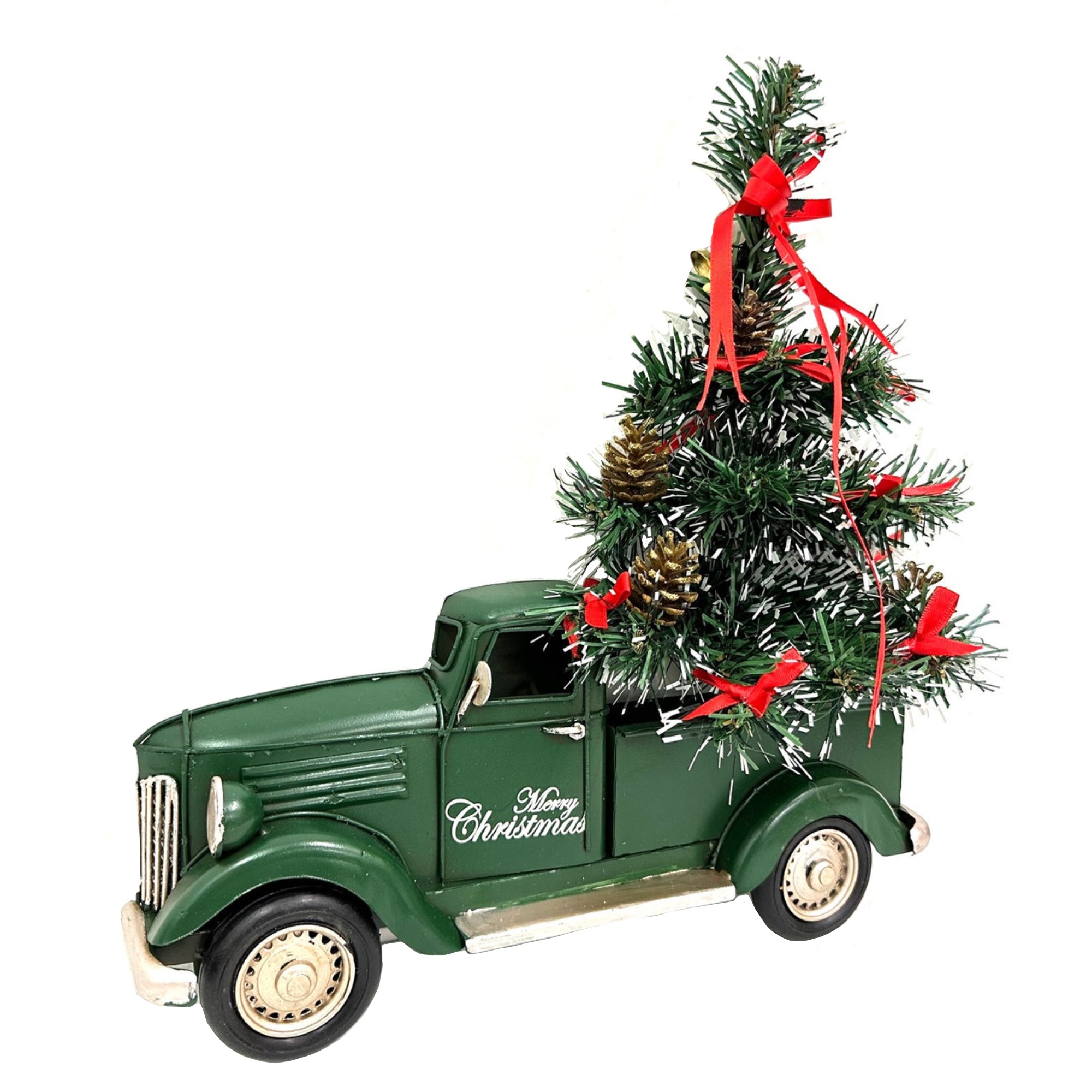 METAL TRUCK SIGN, 3D - WALL HANGER, DOOR HANGER - CLASSIC GREEN CHRISTMAS TRUCK WITH XMAS TREE - AUSTRALIA, SOUVENIR, GIFT