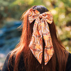 BOW HAIR CLIP, HAIR TIE - ABORIGINAL ART - JOURNEYS IN THE SUN - AUSTRALIA, SOUVENIR, GIFT