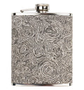 HIP FLASK IN GIFT BOX - ABORIGINAL  ART - STAINLESS STEEL - FELICITY ROBERTSON, B&W - AUSTRALIA, INDIGENOUS, SOUVENIR, GIFT