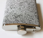 HIP FLASK IN GIFT BOX - ABORIGINAL  ART - STAINLESS STEEL - FELICITY ROBERTSON, B&W - AUSTRALIA, INDIGENOUS, SOUVENIR, GIFT