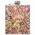 HIP FLASK IN GIFT BOX - ABORIGINAL  ART - STAINLESS STEEL - KATRINA RUBUNTJA - AUSTRALIA, INDIGENOUS, SOUVENIR, GIFT