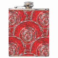 HIP FLASK IN GIFT BOX - ABORIGINAL  ART - STAINLESS STEEL - SABRINA ROBERTSON, RED - AUSTRALIA, INDIGENOUS, SOUVENIR, GIFT