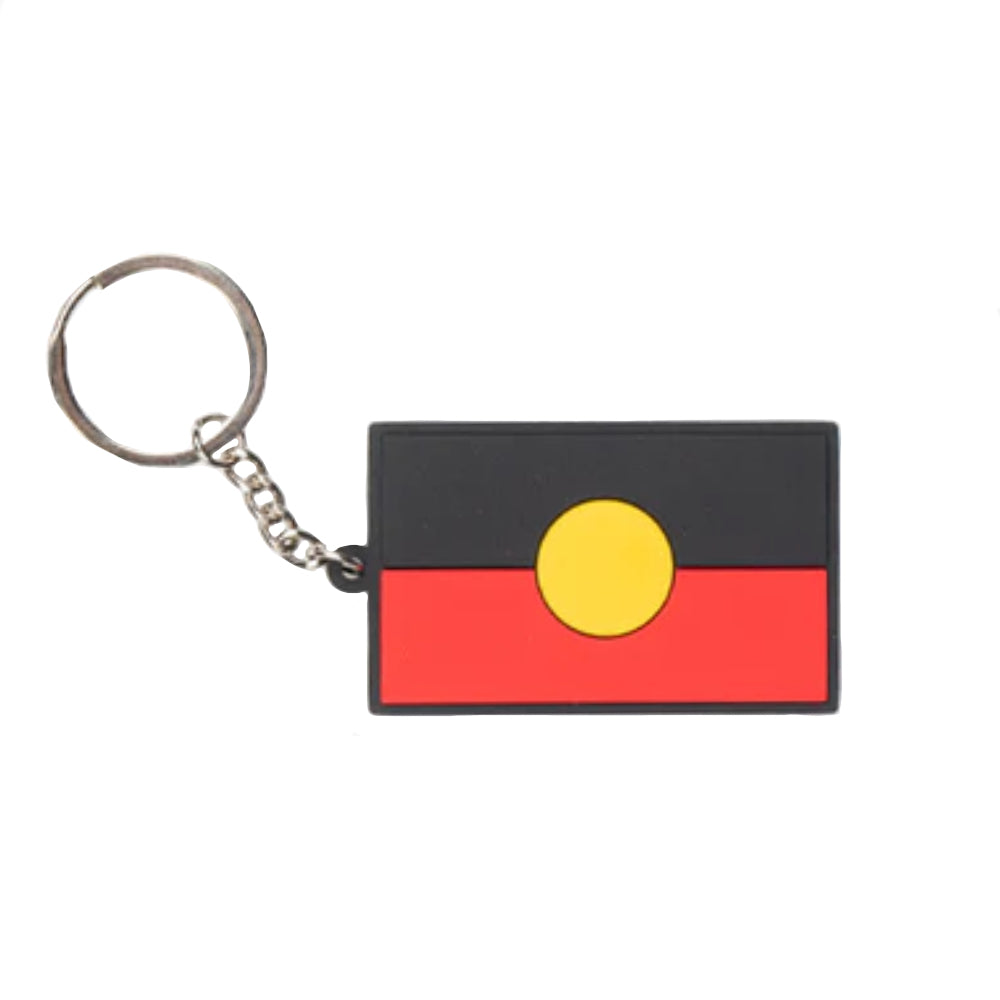 KEYRING, KEYCHAIN - ABORIGINAL ART - RAISE THE FLAG, ABORIGINAL FLAG - AUSTRALIA, INDIGENOUS, SOUVENIR, GIFT