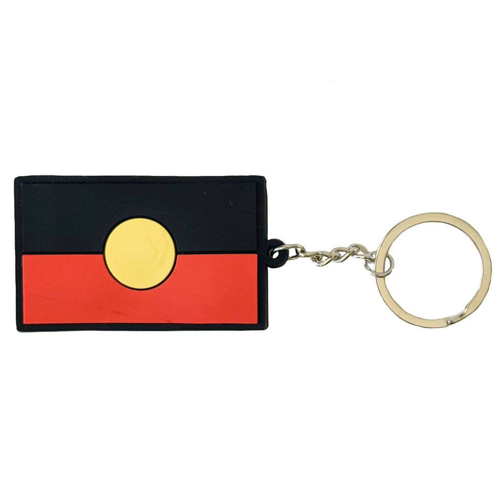 KEYRING, KEYCHAIN - ABORIGINAL ART - RAISE THE FLAG, ABORIGINAL FLAG - AUSTRALIA, INDIGENOUS, SOUVENIR, GIFT