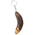KEYRING, KEYCHAIN - BOOMERANG - WOODEN - ABORIGINAL ART - ALISON MUNTI RILEY, ORANGE - AUSTRALIA, INDIGENOUS, SOUVENIR, GIFT