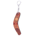 KEYRING, KEYCHAIN - BOOMERANG - MADE IN AUSTRALIA - WOODEN - ABORIGINAL ART - ALISON MUNTI RILEY, ORANGE - AUSTRALIA, INDIGENOUS, SOUVENIR, GIFT