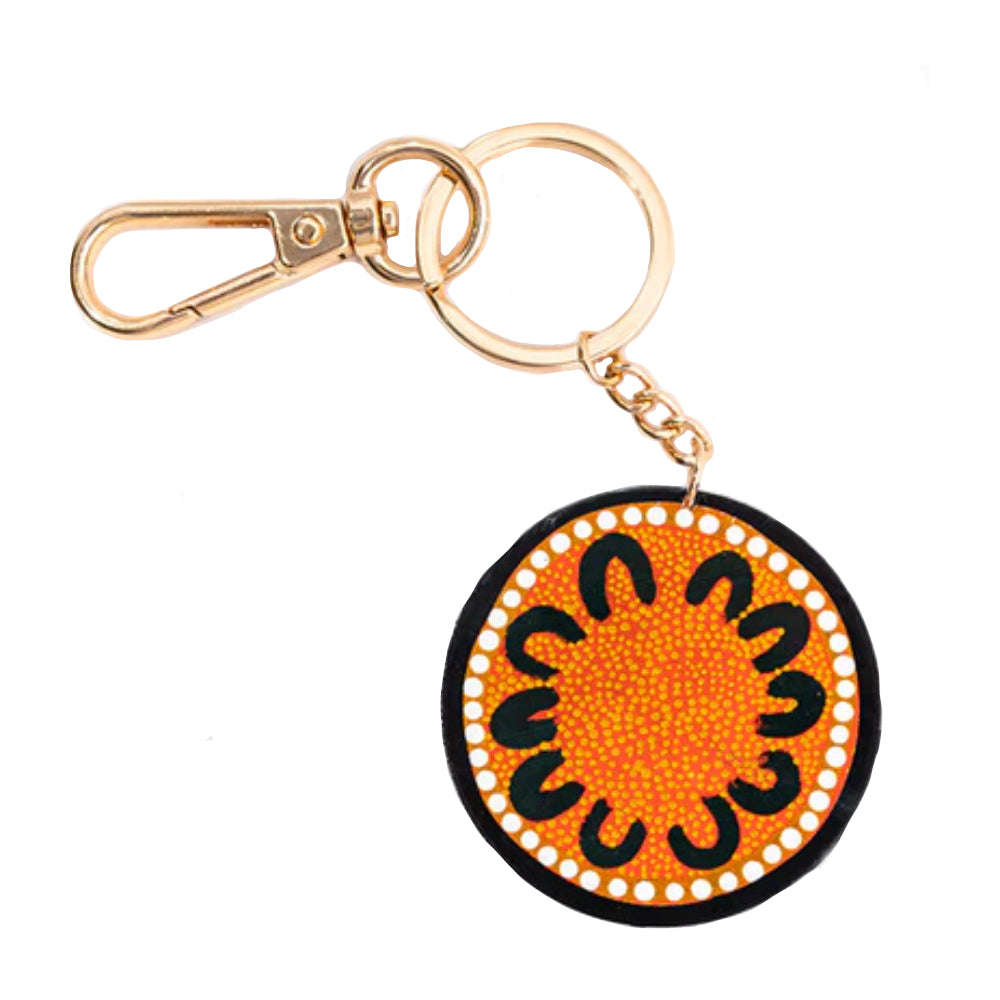 KEYRING, KEYCHAIN - ABORIGINAL ART - LEAVING FOOTPRINTS, NAIDOC - AUSTRALIA, INDIGENOUS, SOUVENIR, GIFT