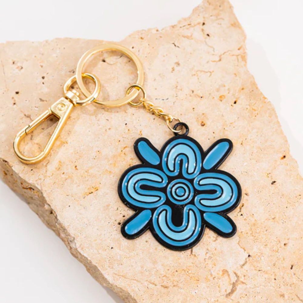 KEYRING, KEYCHAIN - ABORIGINAL ART - WURUNG BRANCHES - AUSTRALIA, INDIGENOUS, SOUVENIR, GIFT