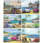6 PLACEMATS + 6 COASTERS - CINNAMON, CORK - KOMBI, BEACH, SURF, AUSTRALIA - SOUVENIR, GIFT