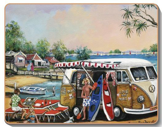 6 PLACEMATS + 6 COASTERS - CINNAMON, CORK - KOMBI, BEACH, SURF, AUSTRALIA - SOUVENIR, GIFT
