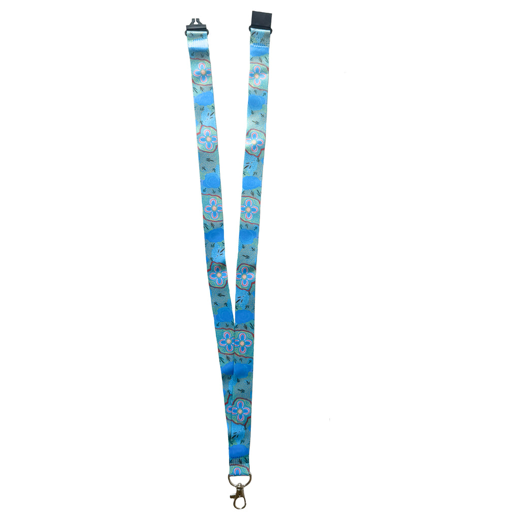 LANYARD - ABORIGINAL ART - BUSH TUCKER GATHERING - AUSTRALIA, INDIGENOUS, SOUVENIR, GIFT
