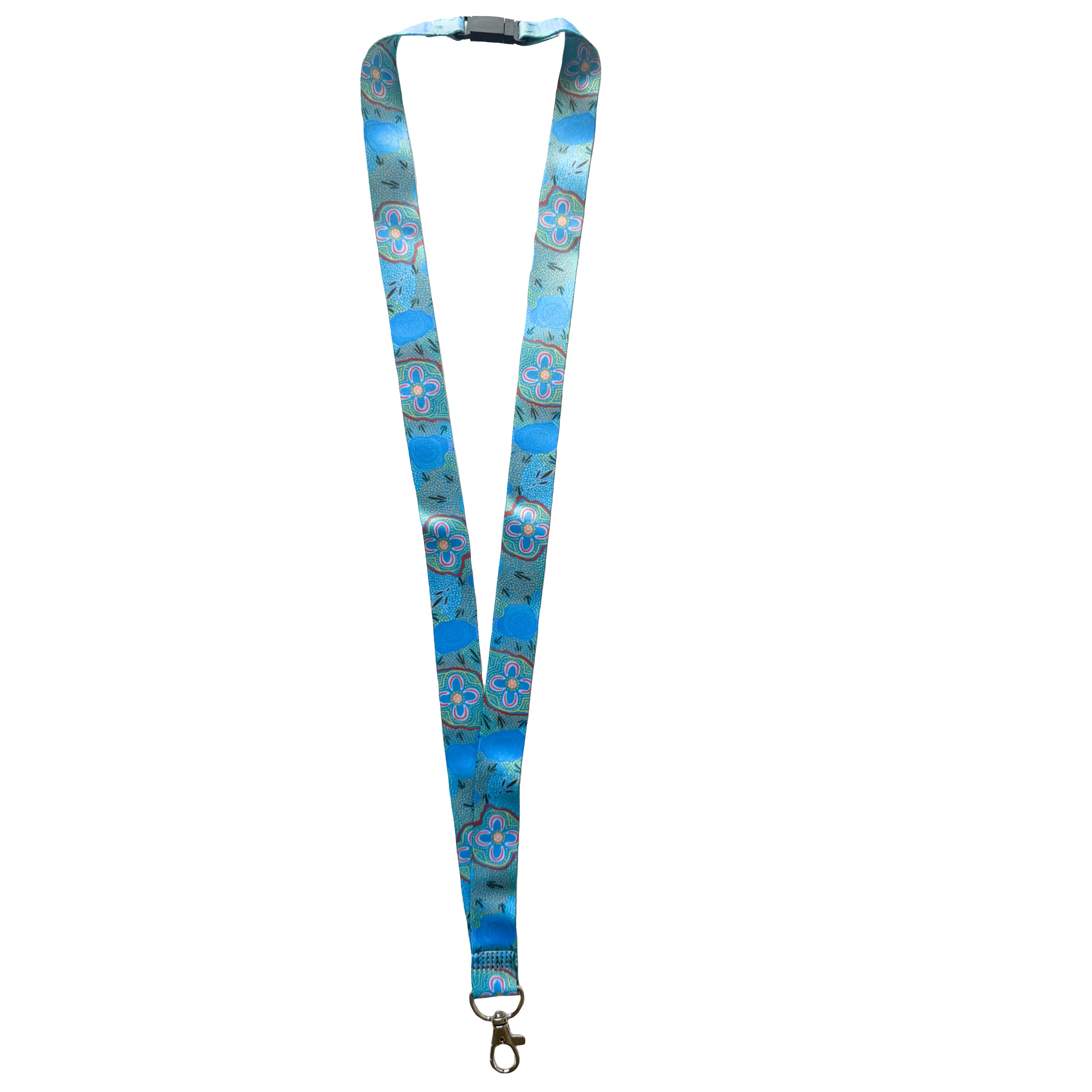 LANYARD - ABORIGINAL ART - BUSH TUCKER GATHERING - AUSTRALIA, INDIGENOUS, SOUVENIR, GIFT