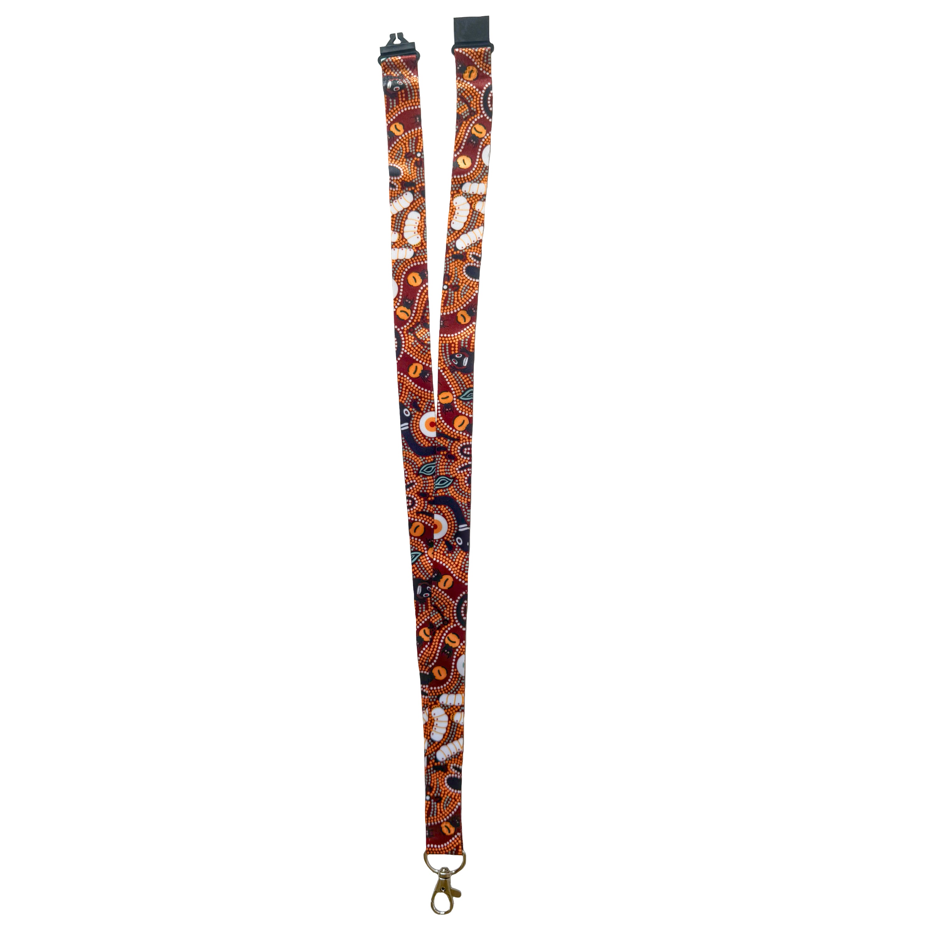 LANYARD - ABORIGINAL ART - BUSH TUCKER TAN - AUSTRALIA, INDIGENOUS, SOUVENIR, GIFT