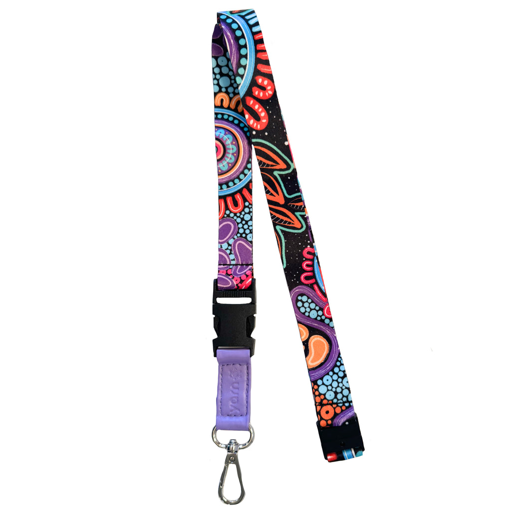 LANYARD & RETRACTABLE ID CARD HOLDER, CLIP - ABORIGINAL ART - CELEBRATION - AUSTRALIA, INDIGENOUS, SOUVENIR, GIFT