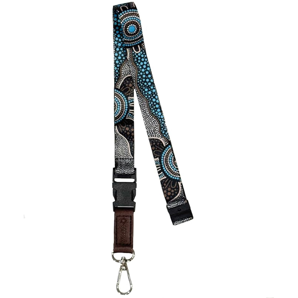 LANYARD & RETRACTABLE ID CARD HOLDER, CLIP - ABORIGINAL ART - FAMILY - AUSTRALIA, INDIGENOUS, SOUVENIR, GIFT