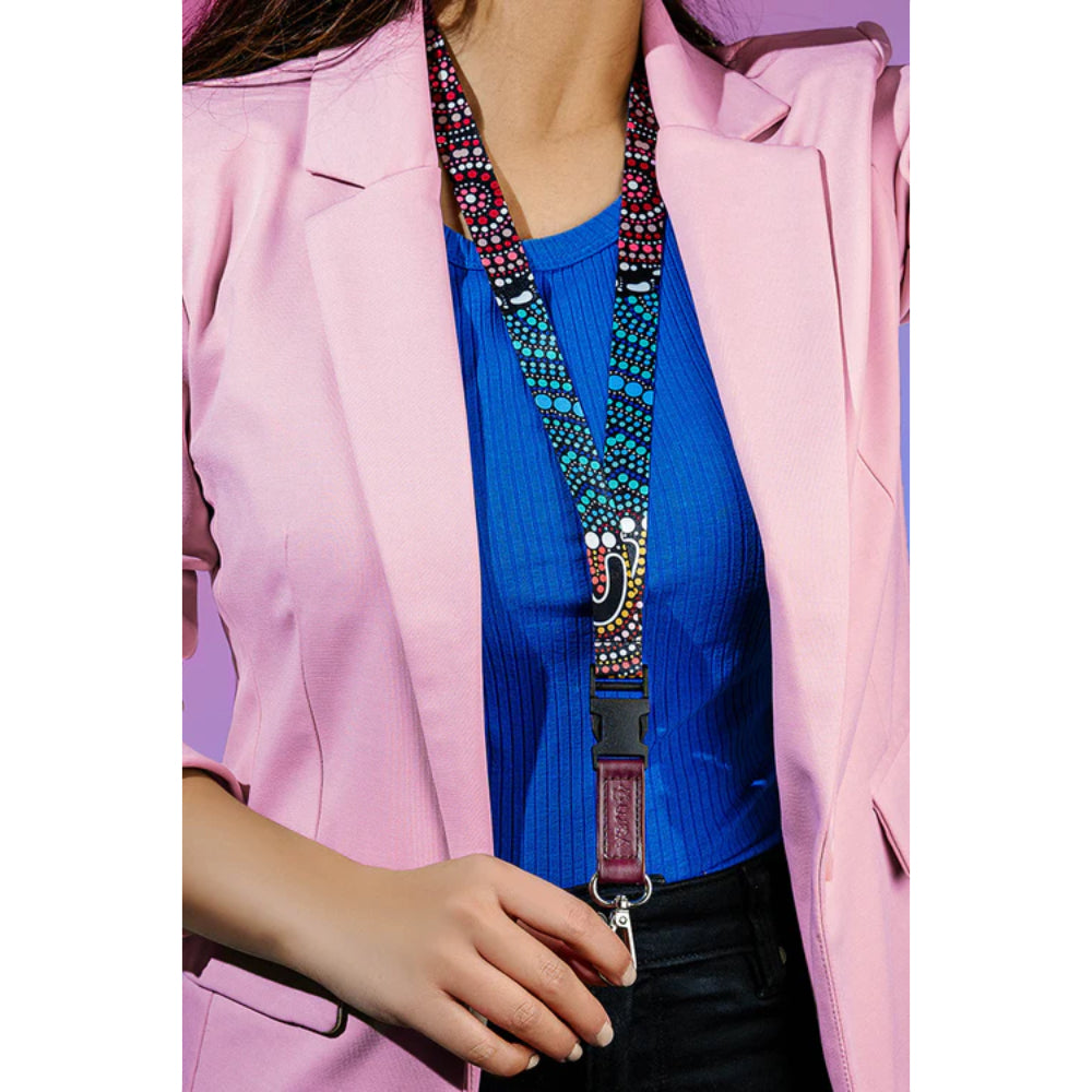 LANYARD - ABORIGINAL ART - HEAL OUR NURA - AUSTRALIA, INDIGENOUS, SOUVENIR, GIFT