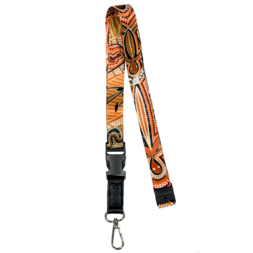 LANYARD & ID CARD HOLDER - ABORIGINAL ART - LEAVING FOOTPRINTS - AUSTRALIA, INDIGENOUS, SOUVENIR, GIFT