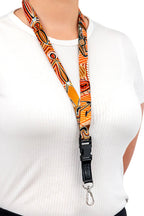 LANYARD & ID CARD HOLDER - ABORIGINAL ART - LEAVING FOOTPRINTS - AUSTRALIA, INDIGENOUS, SOUVENIR, GIFT