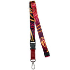LANYARD - ABORIGINAL ART - MAROON WARRIOR - AUSTRALIA, INDIGENOUS, SOUVENIR, GIFT
