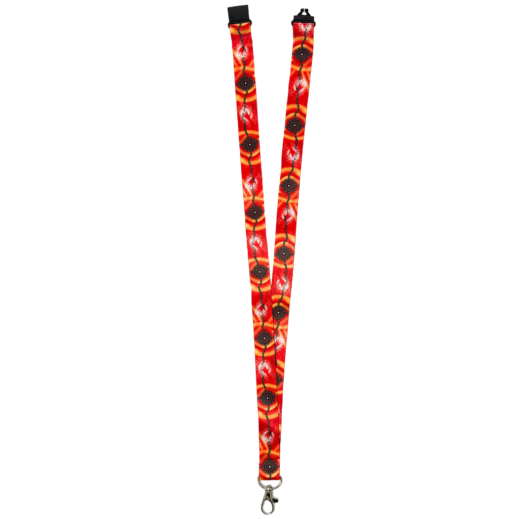 LANYARD - ABORIGINAL ART - MEETING PLACE FIRE - AUSTRALIA, INDIGENOUS, SOUVENIR, GIFT