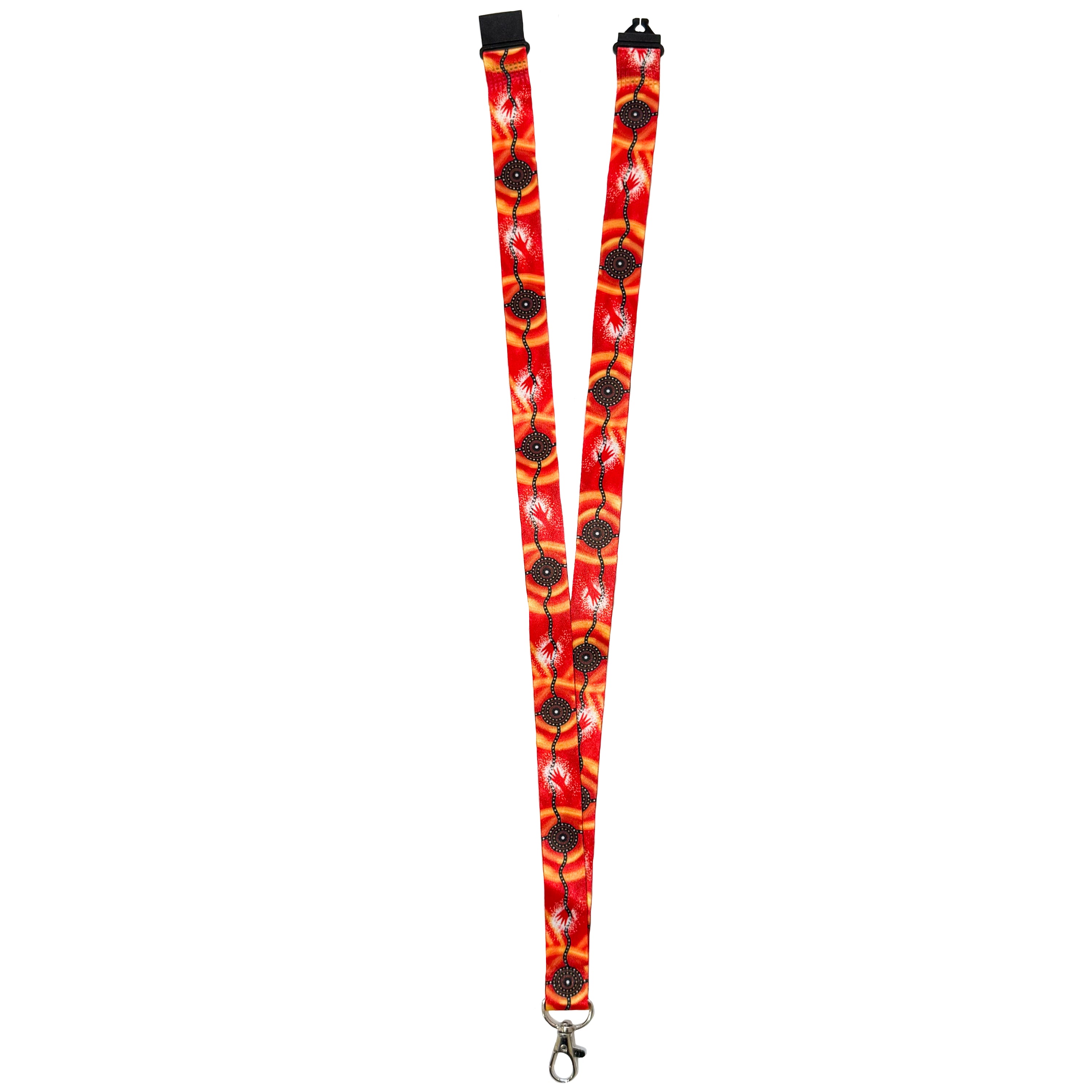 LANYARD - ABORIGINAL ART - MEETING PLACE FIRE - AUSTRALIA, INDIGENOUS, SOUVENIR, GIFT