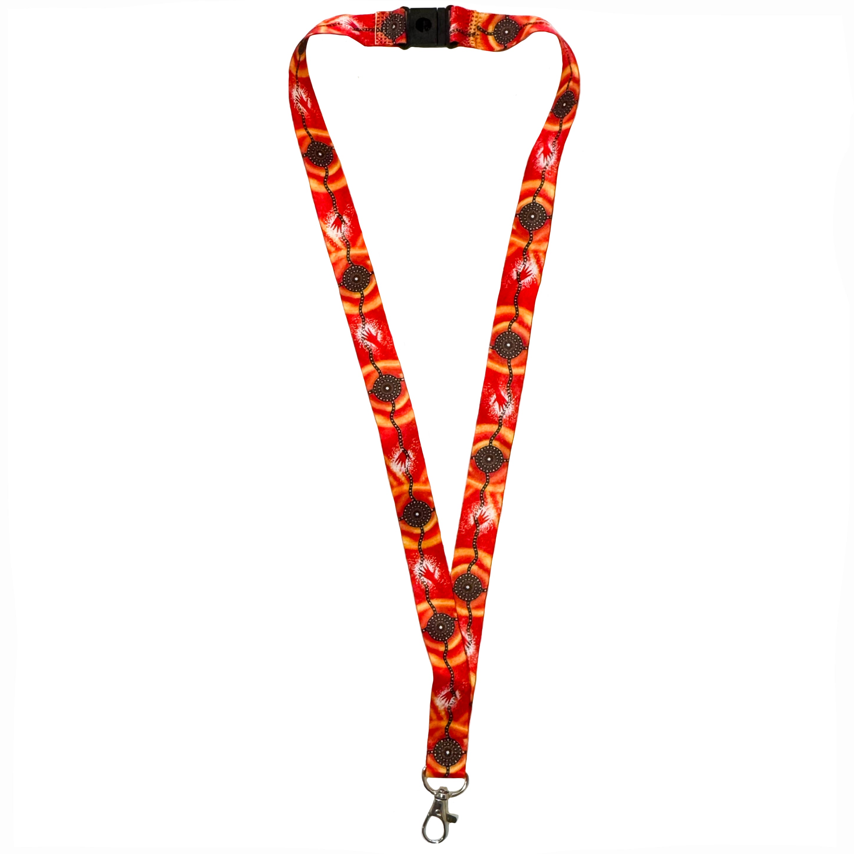 LANYARD - ABORIGINAL ART - MEETING PLACE FIRE - AUSTRALIA, INDIGENOUS, SOUVENIR, GIFT