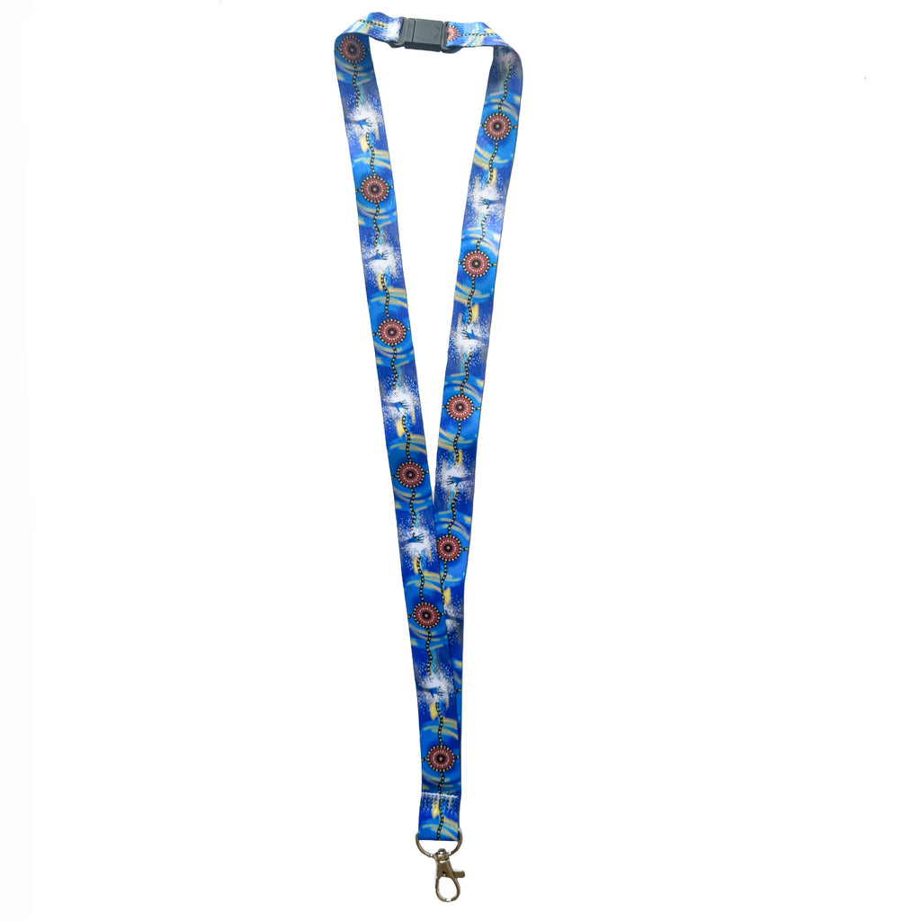 LANYARD - ABORIGINAL ART - MEETING PLACE WATER - AUSTRALIA, INDIGENOUS, SOUVENIR, GIFT