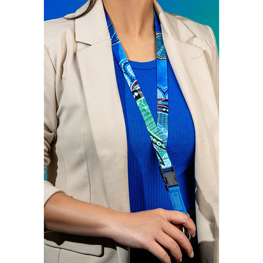 LANYARD - ABORIGINAL ART - OCEAN TURTLES - AUSTRALIA, INDIGENOUS, SOUVENIR, GIFT