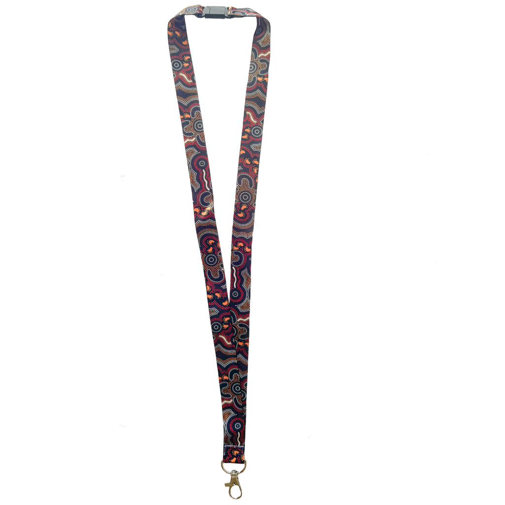 LANYARD - ABORIGINAL ART - ON WALKABOUT OCHRE - AUSTRALIA, INDIGENOUS, SOUVENIR, GIFT